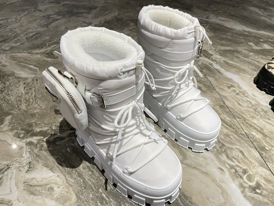 Prada Waterproof Warm Short Winter Snow Boots with Laces