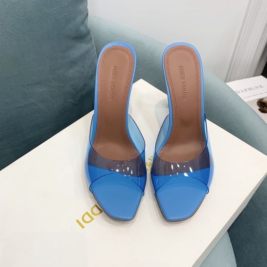 Amina Muaddi Elegant Clear Heel Mule Sandals for Formal Occasions