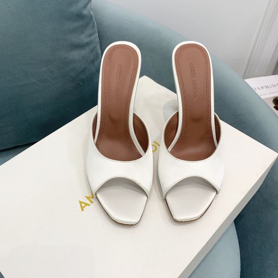 Amina Muaddi Elegant Satin Mule High Heel Sandals