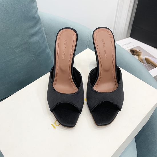 Amina Muaddi Elegant Satin Mule High Heel Sandals