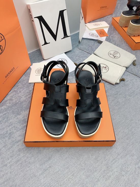 Hermes Thick Sole Casual Slide Sandals Premium Leather