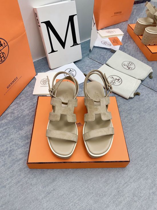 Hermes Thick Sole Casual Slide Sandals Premium Leather