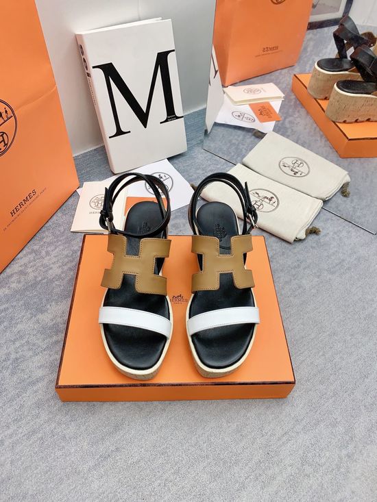 Hermes Thick Sole Casual Slide Sandals Premium Leather