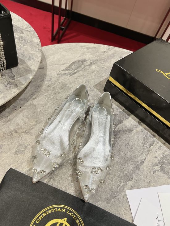 Christian Louboutine Gem Embellished Transparent Upper Fine Heel Single Shoes