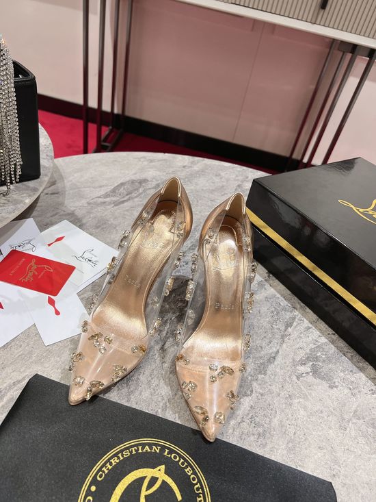 Christian Louboutine Hand Sewn Rhinestone Pointed Toe Stiletto Dress Pumps