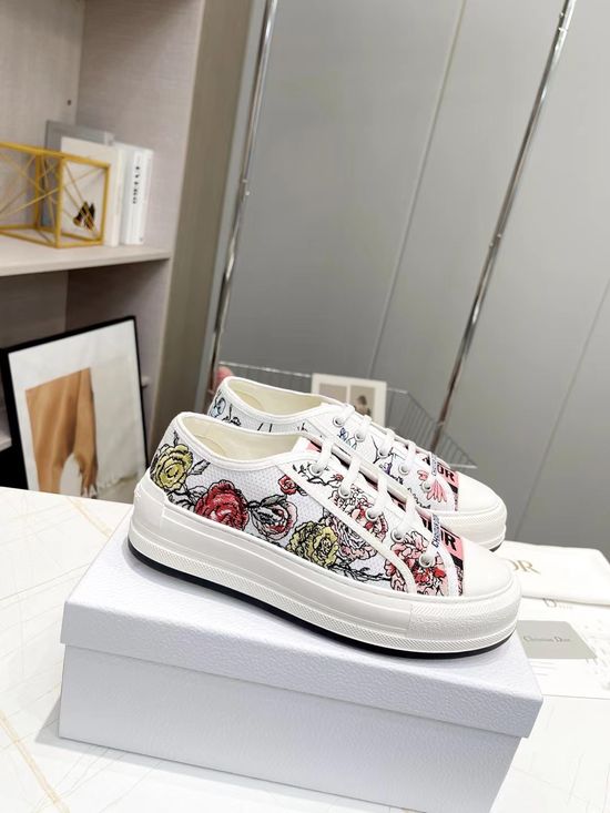 Christian Dior Embroidered Thick-soled Canvas Sneakers