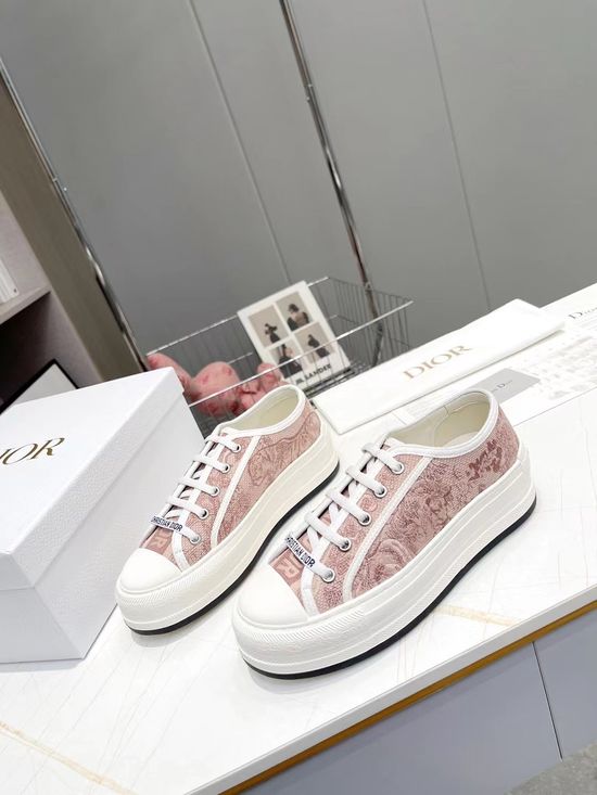 Christian Dior Embroidered Thick-soled Canvas Sneakers