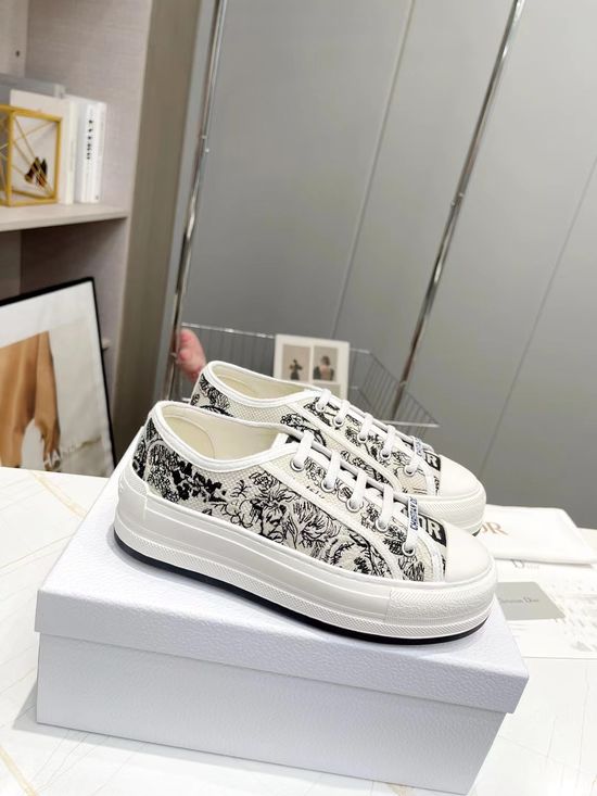 Christian Dior Embroidered Thick-soled Canvas Sneakers