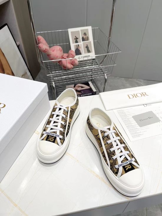Christian Dior Embroidered Thick-soled Canvas Sneakers