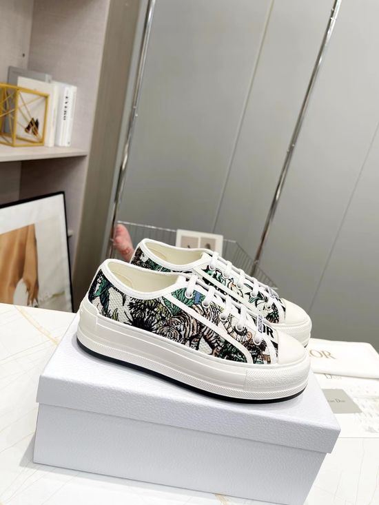 Christian Dior Embroidered Thick-soled Canvas Sneakers