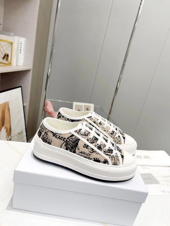 Christian Dior Embroidered Thick-soled Canvas Sneakers