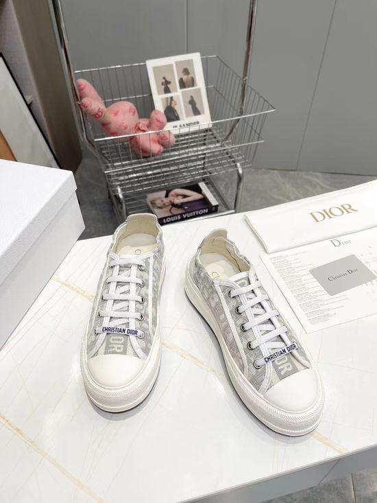 Christian Dior Embroidered Printed Canvas Thick Sole Casual Sneakers