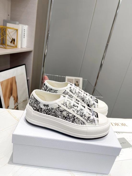 Christian Dior Embroidered Thick-soled Canvas Sneakers