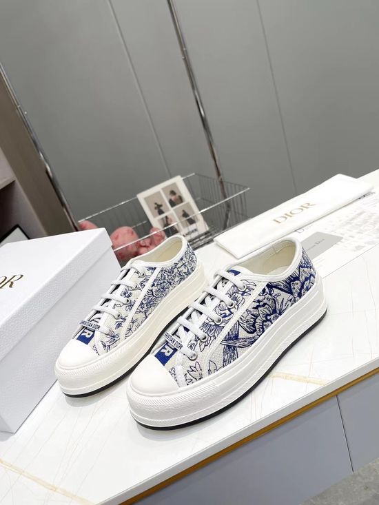 Christian Dior Embroidered Thick-soled Canvas Sneakers
