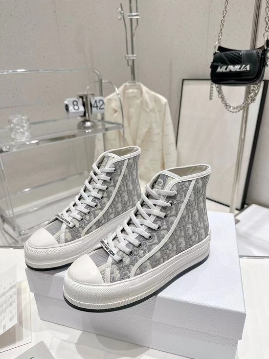 Christian Dior Embroidered Canvas Thick Sole Casual Comfort Sneakers