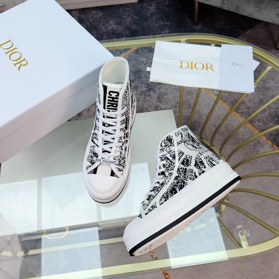 Christian Dior Embroidered Canvas Thick Sole Casual Comfort Sneakers