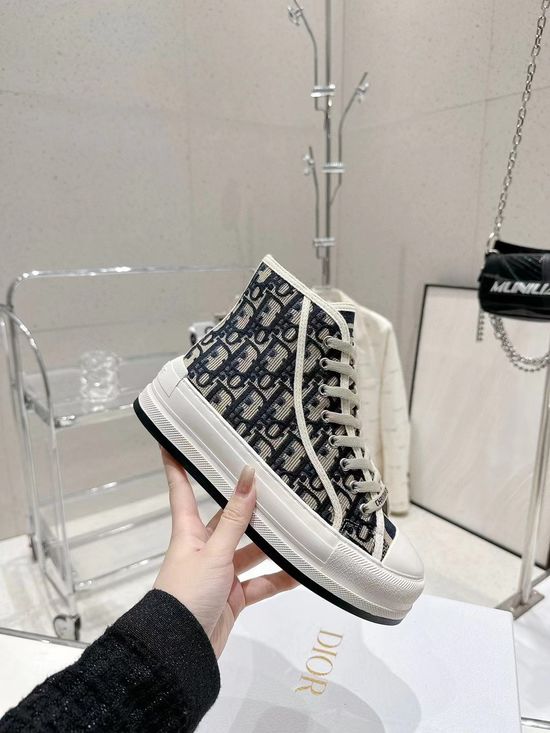 Christian Dior Embroidered Canvas Thick Sole Casual Comfort Sneakers