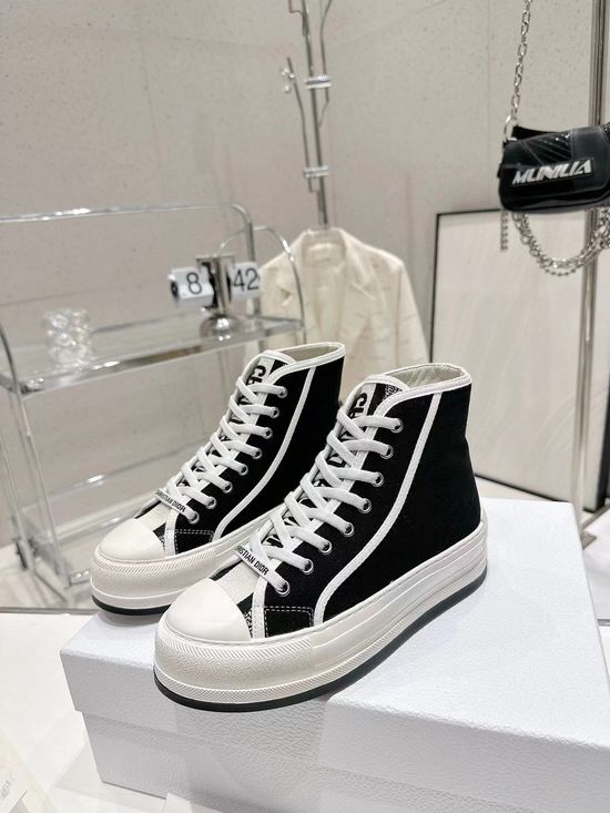 Christian Dior Embroidered Canvas Thick Sole Casual Fashion Sneakers