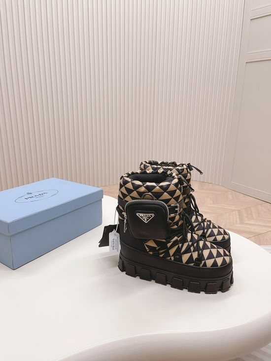 Prada Warm Non-slip Down Snow Boots Durable Thick Sole