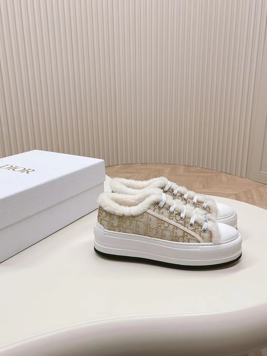 Christian Dior Fleece Lined Platform Embroidered Sneakers For Warmth