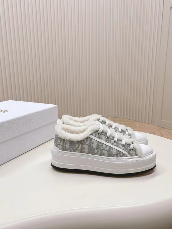 Christian Dior Fleece Lined Platform Embroidered Sneakers For Warmth