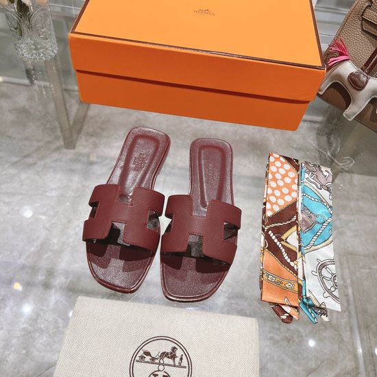Hermes Calfskin Casual Slides Soft Comfortable Daily Wear Footwear