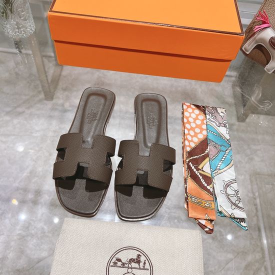 Hermes Calfskin Casual Slides Soft Comfortable Daily Wear Footwear
