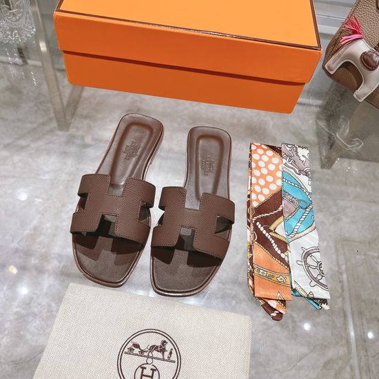 Hermes Calfskin Casual Slides Soft Comfortable Daily Wear Footwear
