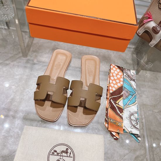 Hermes Calfskin Casual Slides Soft Comfortable Daily Wear Footwear