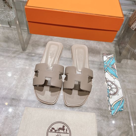 Hermes Calfskin Casual Slides Soft Comfortable Daily Wear Footwear