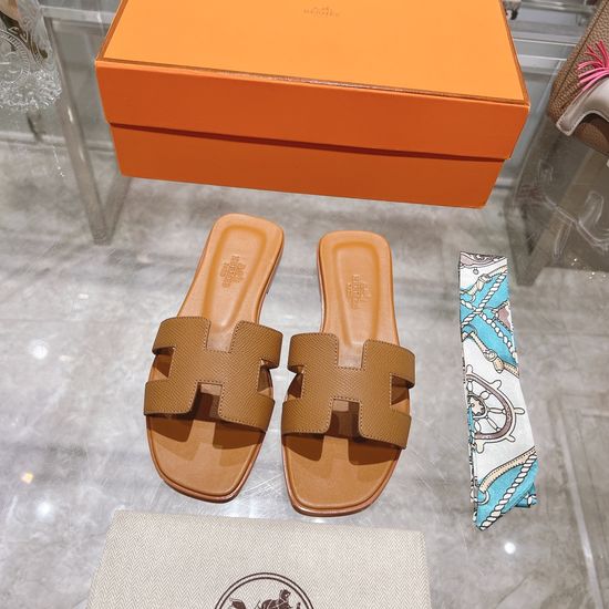 Hermes Calfskin Casual Slides Soft Comfortable Daily Wear Footwear