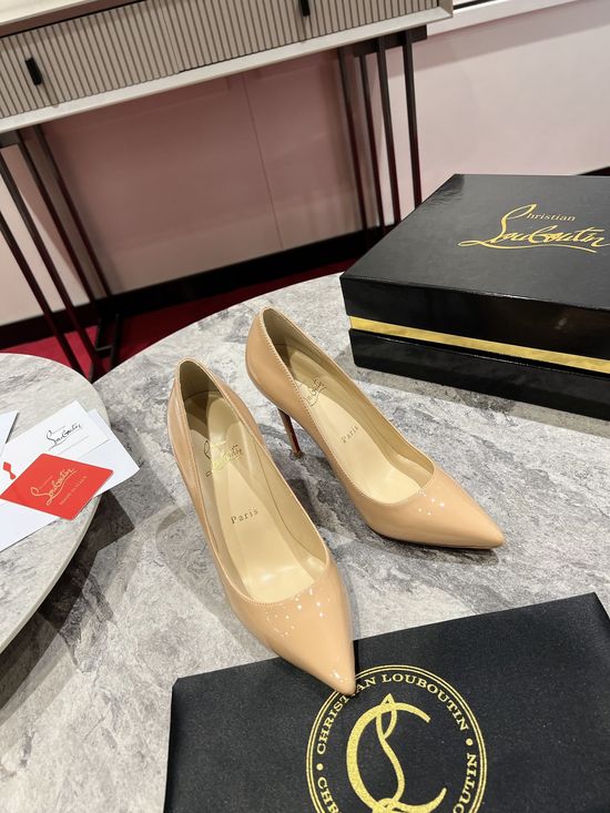 Christian Louboutine Glossy Patent Leather High Heels with Red Sole