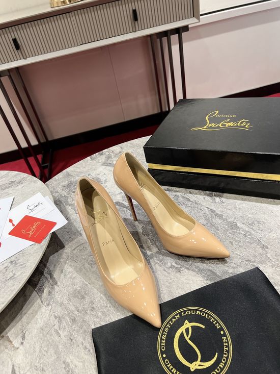 Christian Louboutine Glossy Patent Leather High Heels with Red Sole