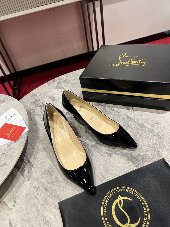 Christian Louboutine Glossy Patent Leather High Heels with Red Sole