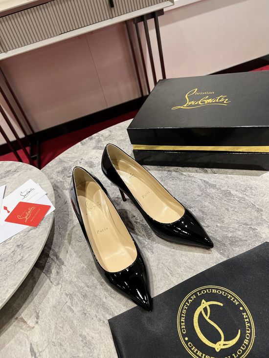 Christian Louboutine Glossy Patent Leather High Heels with Red Sole