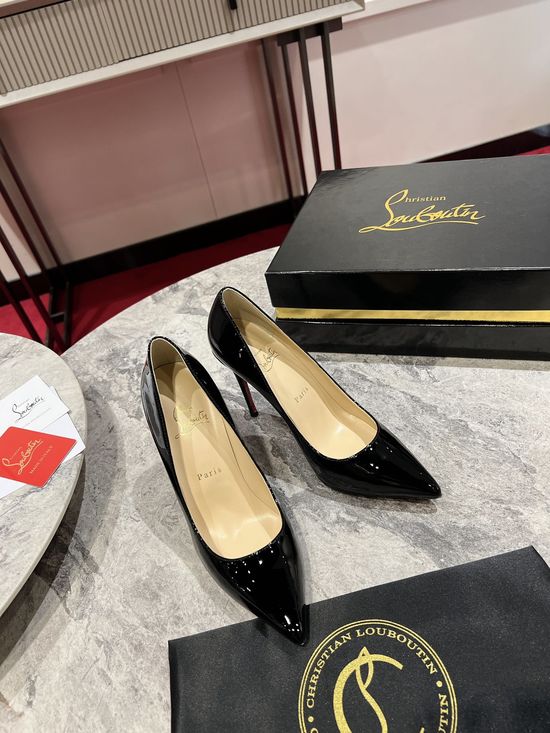 Christian Louboutine Glossy Patent Leather High Heels with Red Sole