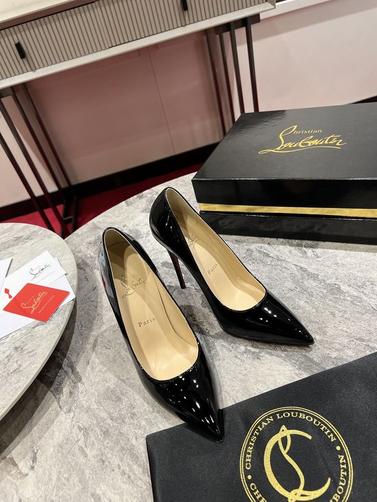 Christian Louboutine Glossy Patent Leather High Heels with Red Sole