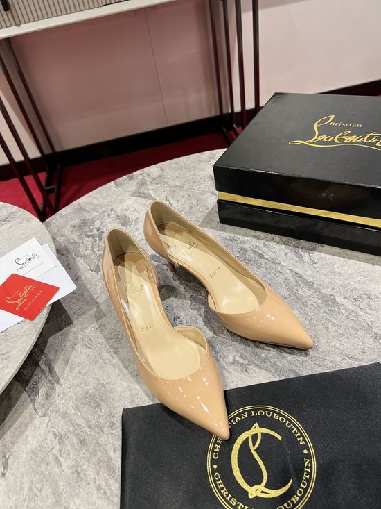 Christian Louboutine Patent Leather D Orsay Pumps Alloy Heel Leather Outsole