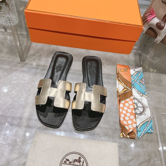Hermes Calfskin Casual Slides Soft Comfortable Daily Wear Footwear