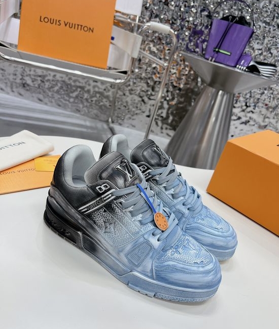 Louis Vuitton LV Premium Washed Leather Retro Basketball Sneakers Comfortable Non-slip