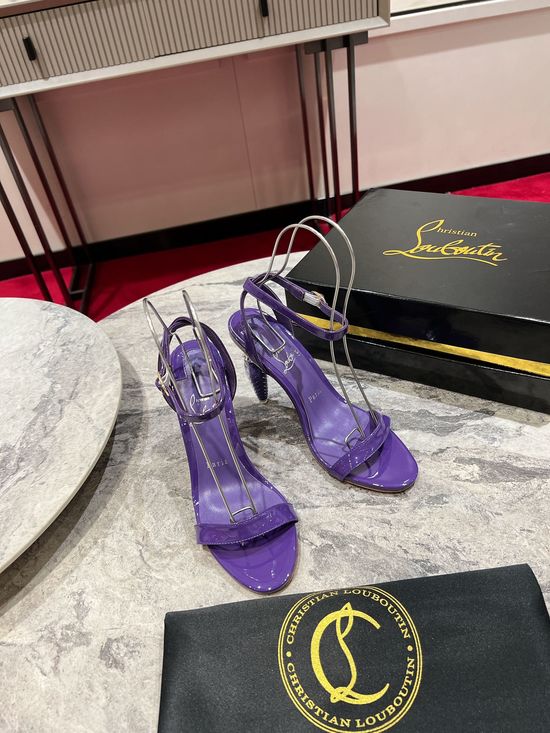 Christian Louboutine Colorful Heel Sandals with Classic Red Sole