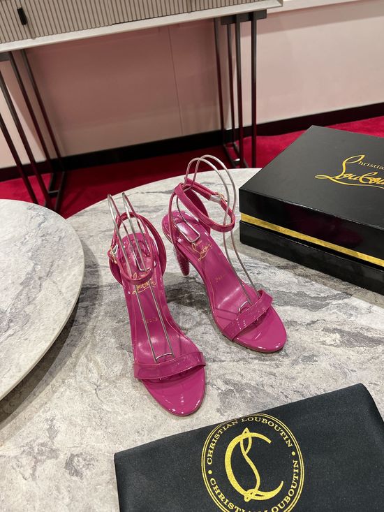 Christian Louboutine Colorful Heel Sandals with Classic Red Sole