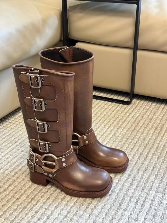 Miu Miu Premium Soft Calfskin Knee High Boots