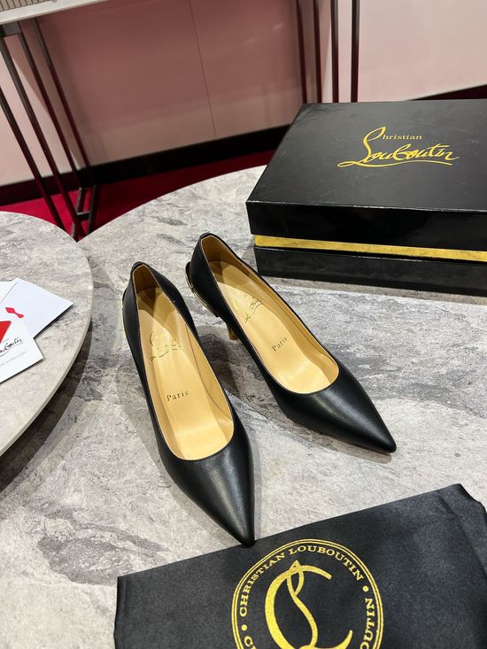Christian Louboutine Elegant Floral Decor High Heel Shoes Exquisite Craftsmanship