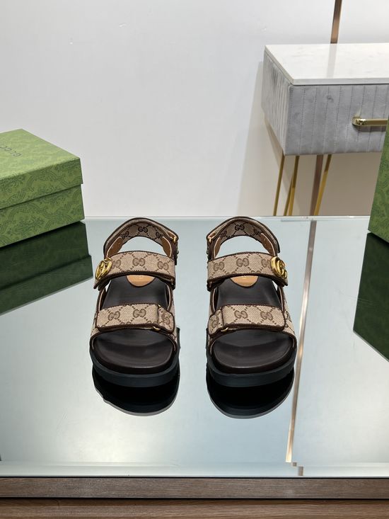 Gucci Classic Monogram Lace-up Back Strap Casual Sandals