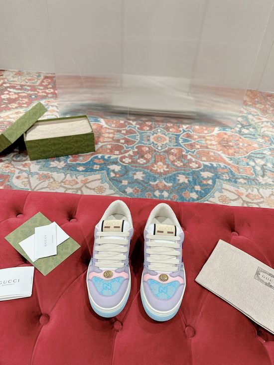 Gucci Vintage Distressed Casual Sneakers With Removable Rhinestone Decor
