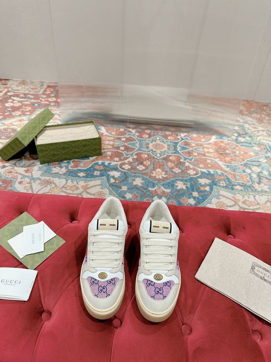Gucci Vintage Distressed Casual Sneakers With Removable Rhinestone Decor