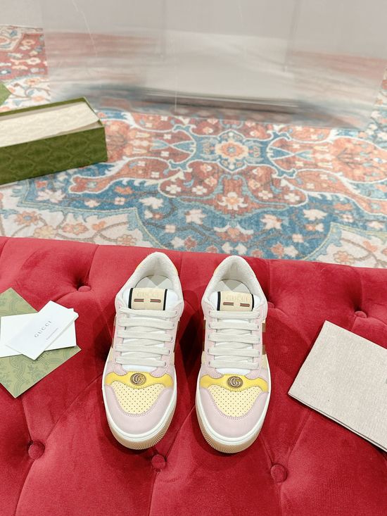 Gucci Vintage Distressed Casual Sneakers With Removable Rhinestone Decor