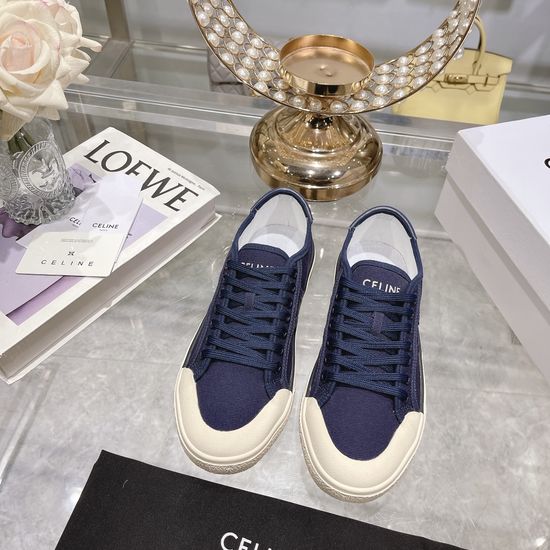 Celine Stitched Logo Canvas Casual Thick Sole Sneakers