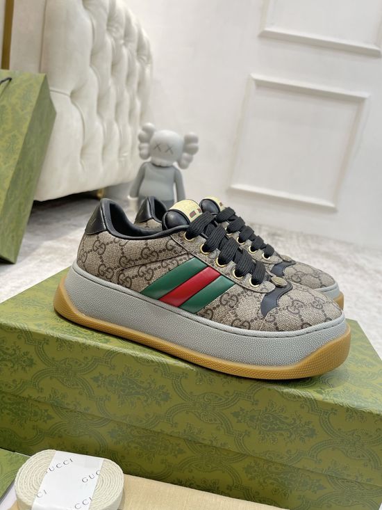 Gucci Vintage Worn Look Platform Sneakers Breathable Comfortable Casual Shoes